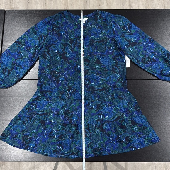 Time & Tru Blue and Green Long Sleeve Dress - L - Picture 8 of 9